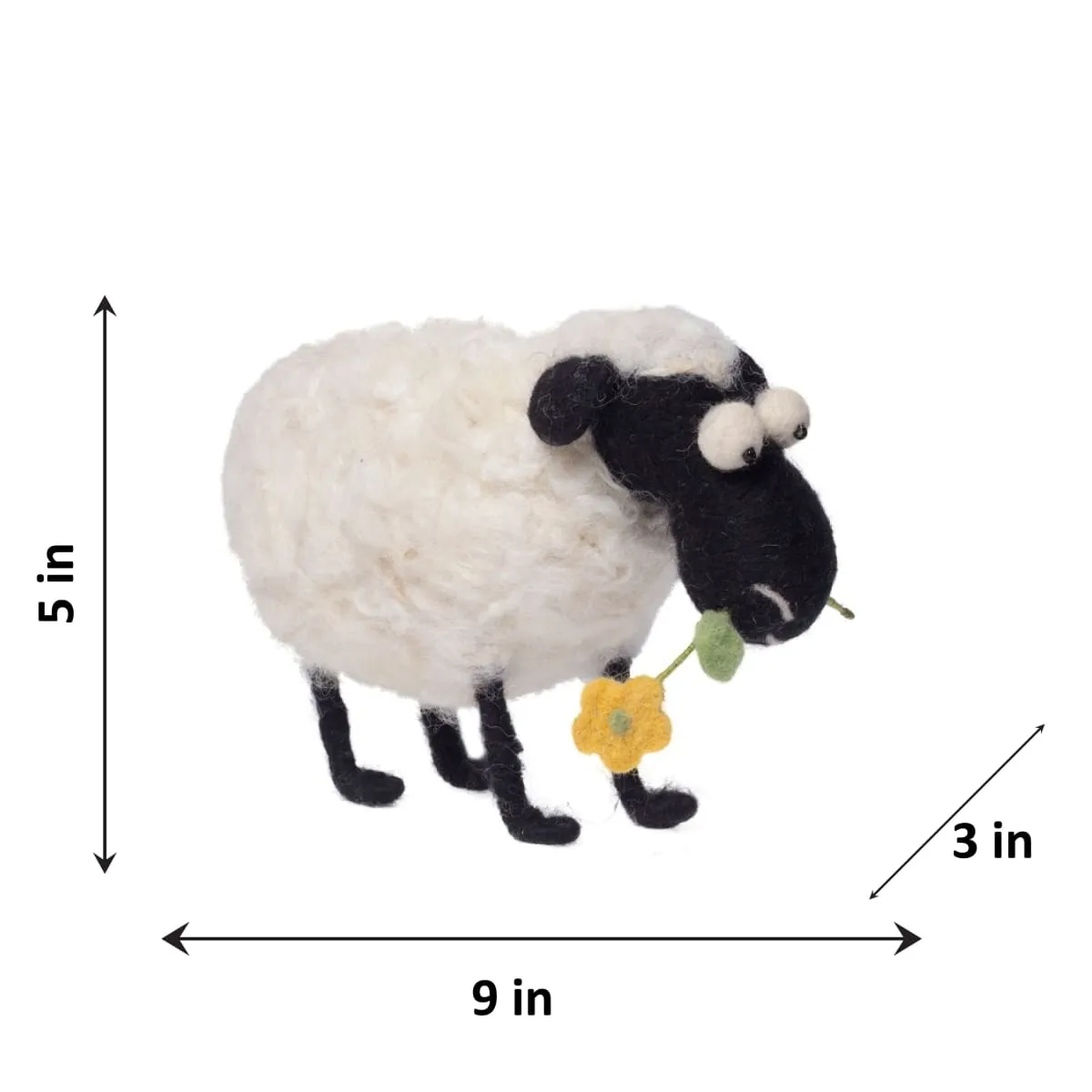 De Kulture Handmade Premium Wool Felt Valais Blacknose Sheep Eco Friendly Needle Felted Stuffed Easter Ornament Ideal for Home Office Party Decoration Holiday Décor, 9x3x5 (LWH) Inches